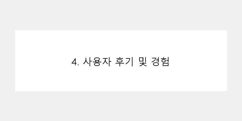 
  4. 사용자 후기 및 경험
 이미지
