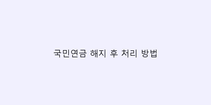 
  국민연금 해지 후 처리 방법
 이미지