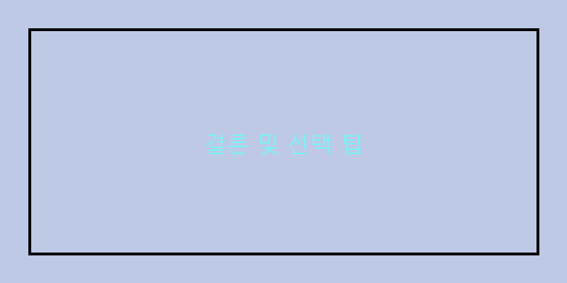 
  결론 및 선택 팁
 이미지