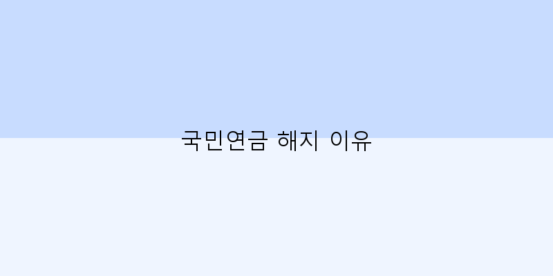 
  국민연금 해지 이유
 이미지